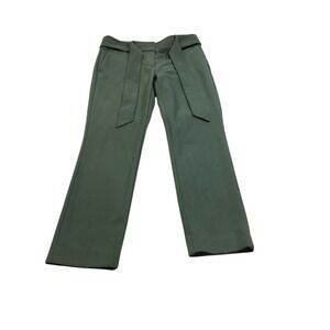 Loft Womens Size 2 Green High Rise Wide Leg Tie Waist Pleated Crop Pants